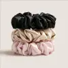 Set van 3 zijden scrunchies van 19 momme in Midnight Black, Champagne Beige en Soft Blush