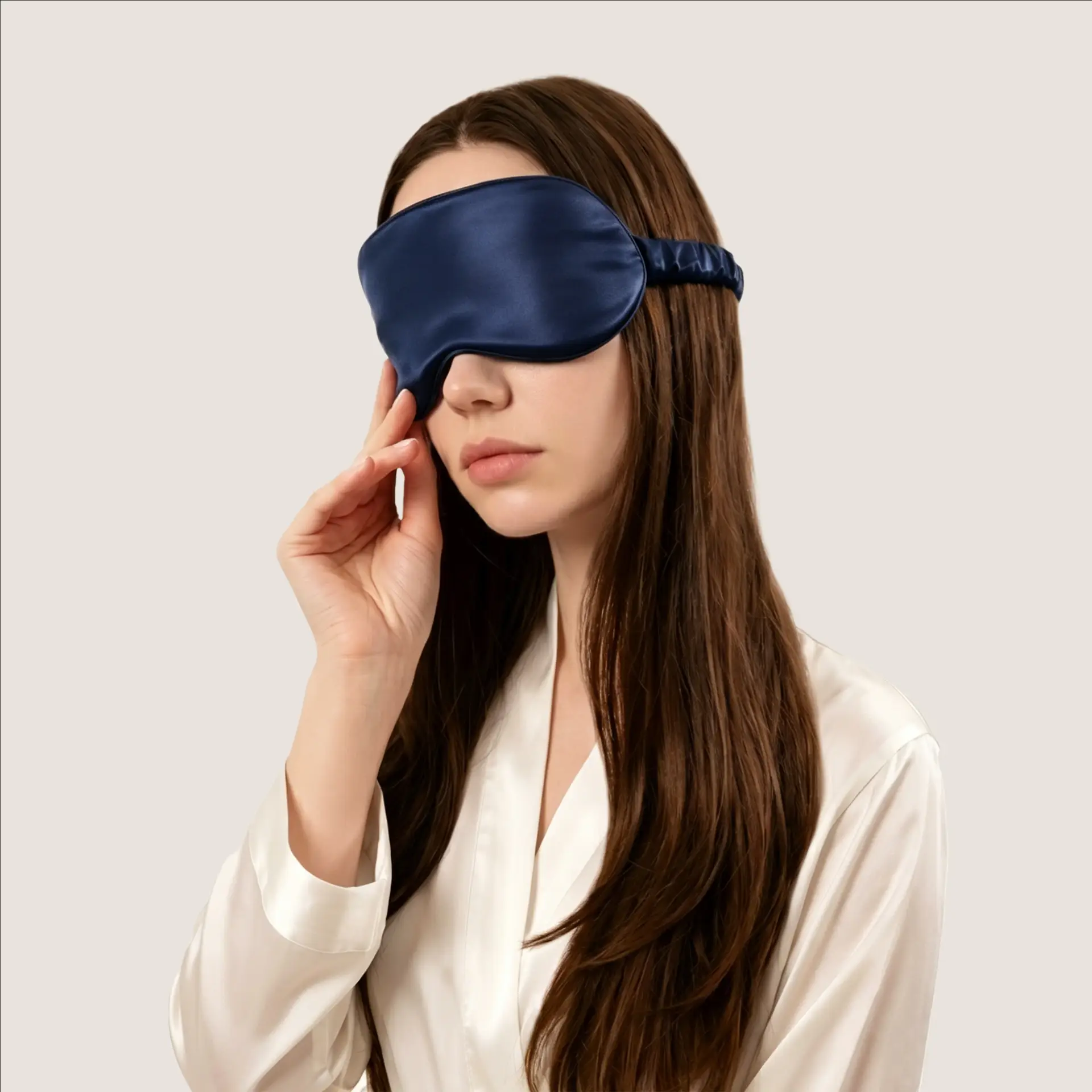 Maschera per dormire nera in seta di gelso 3D da 19 momme