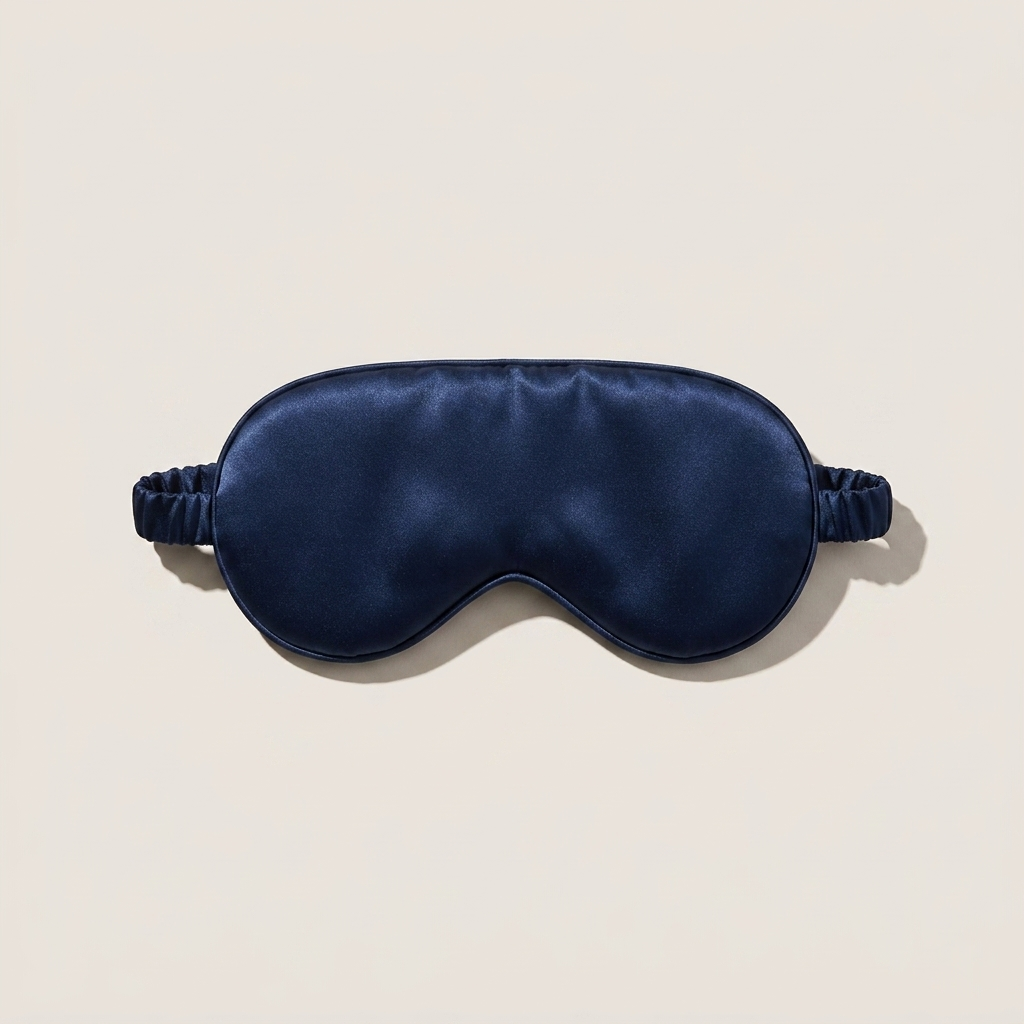Maschera per dormire 3D in seta di gelso blu da 19 momme