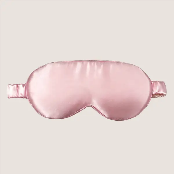 Maschera per dormire 3D in seta di gelso rosa da 19 momme, vista frontale