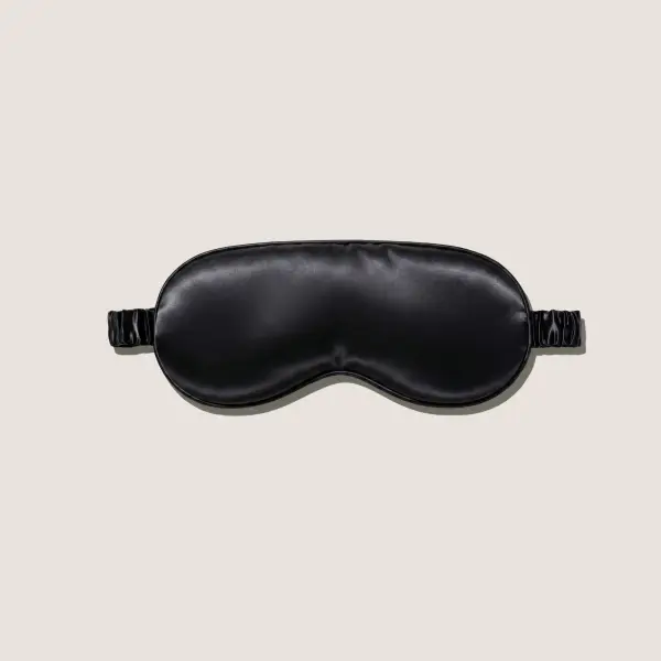 Maschera per dormire in seta di gelso nera da 19 momme, vista frontale