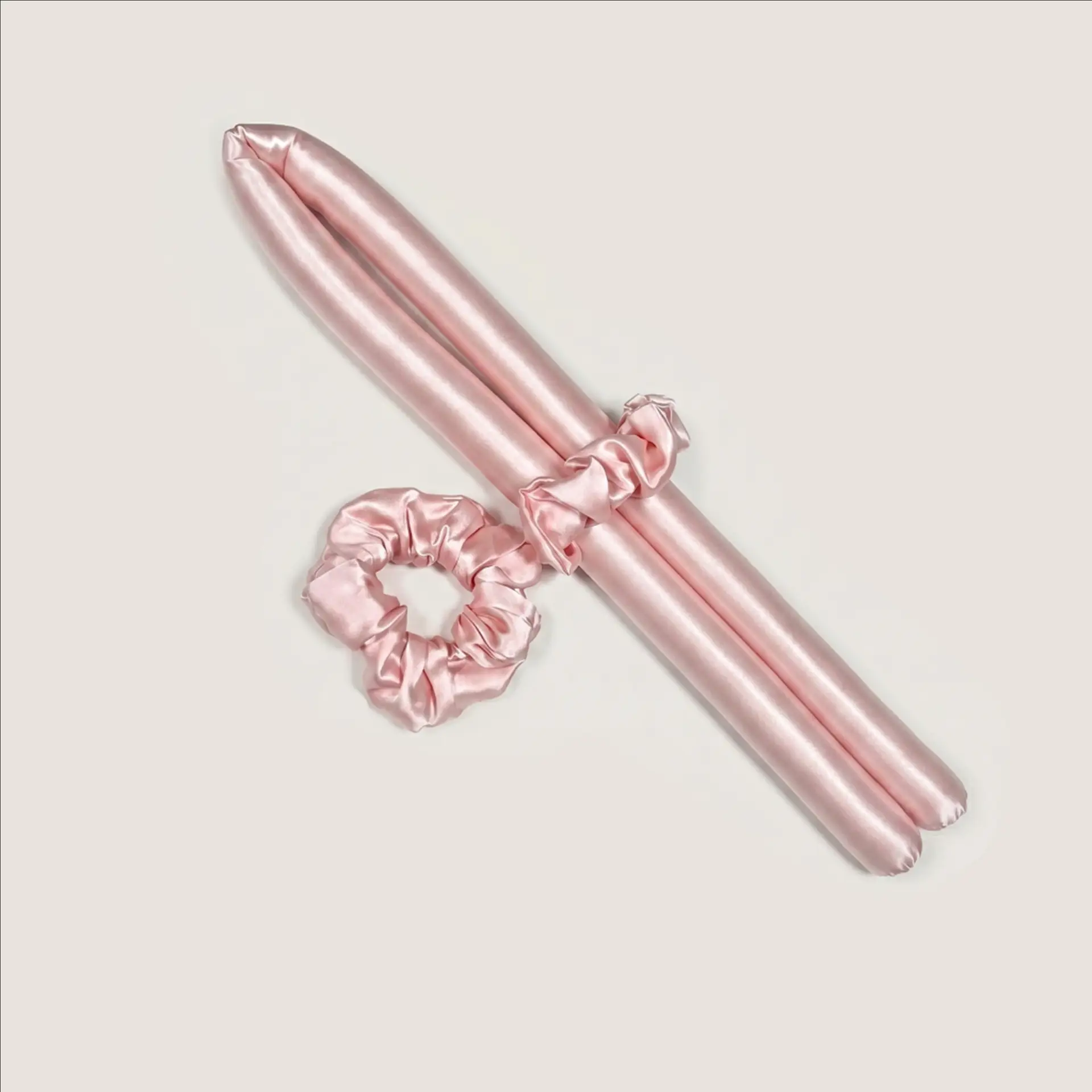 Set de rizador sin calor de seda de 19 momme en rosa