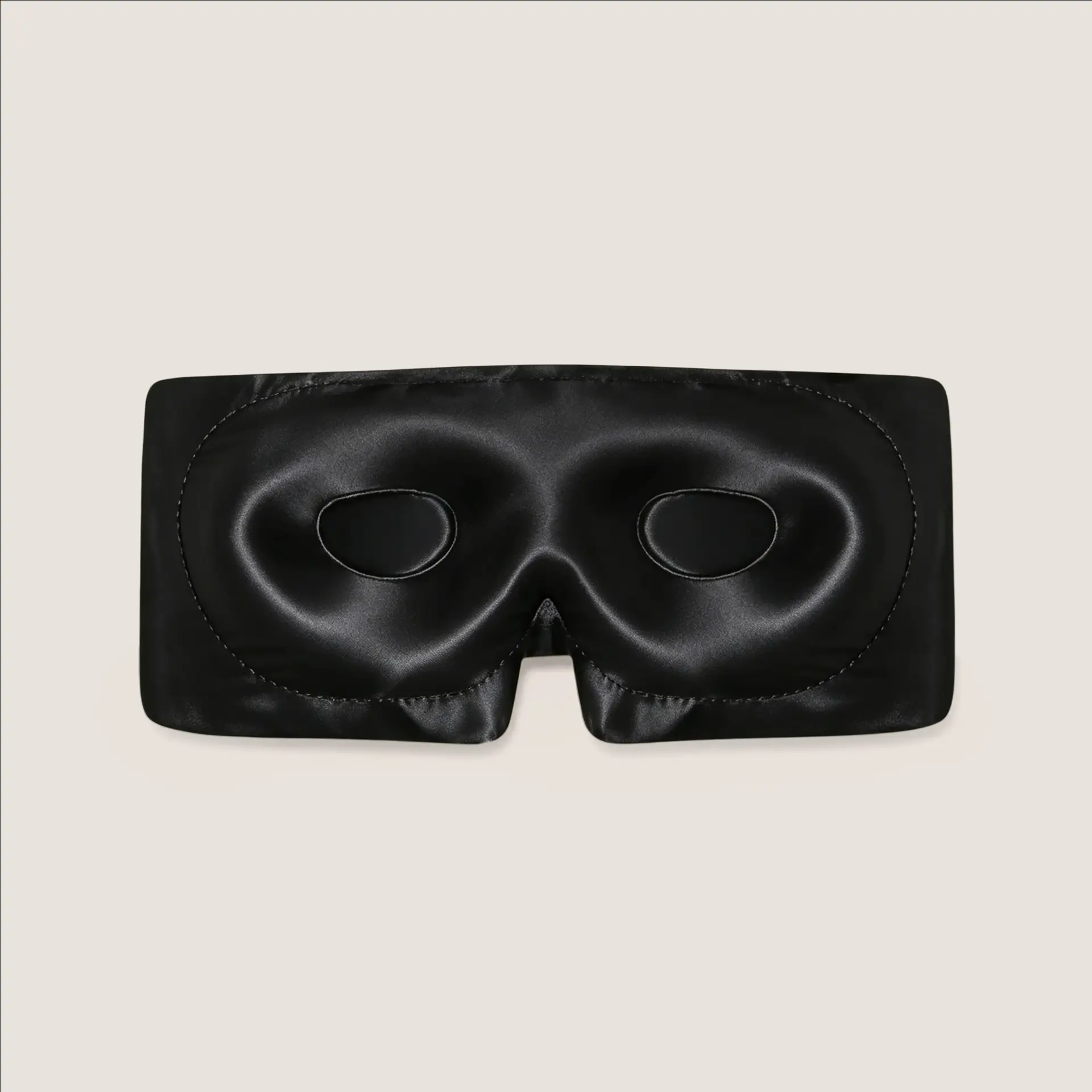 Maschera per dormire nera in seta 3D da 19 momme a copertura totale, vista posteriore.