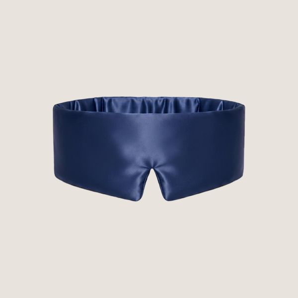 Maschera per dormire 3D in seta blu a copertura totale da 19 momme