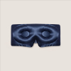 Maschera per dormire blu in seta 3D a copertura totale da 19 momme, vista posteriore.
