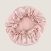 Roze slaapmuts van pure moerbeizijde, 19 momme, met delicate ruches