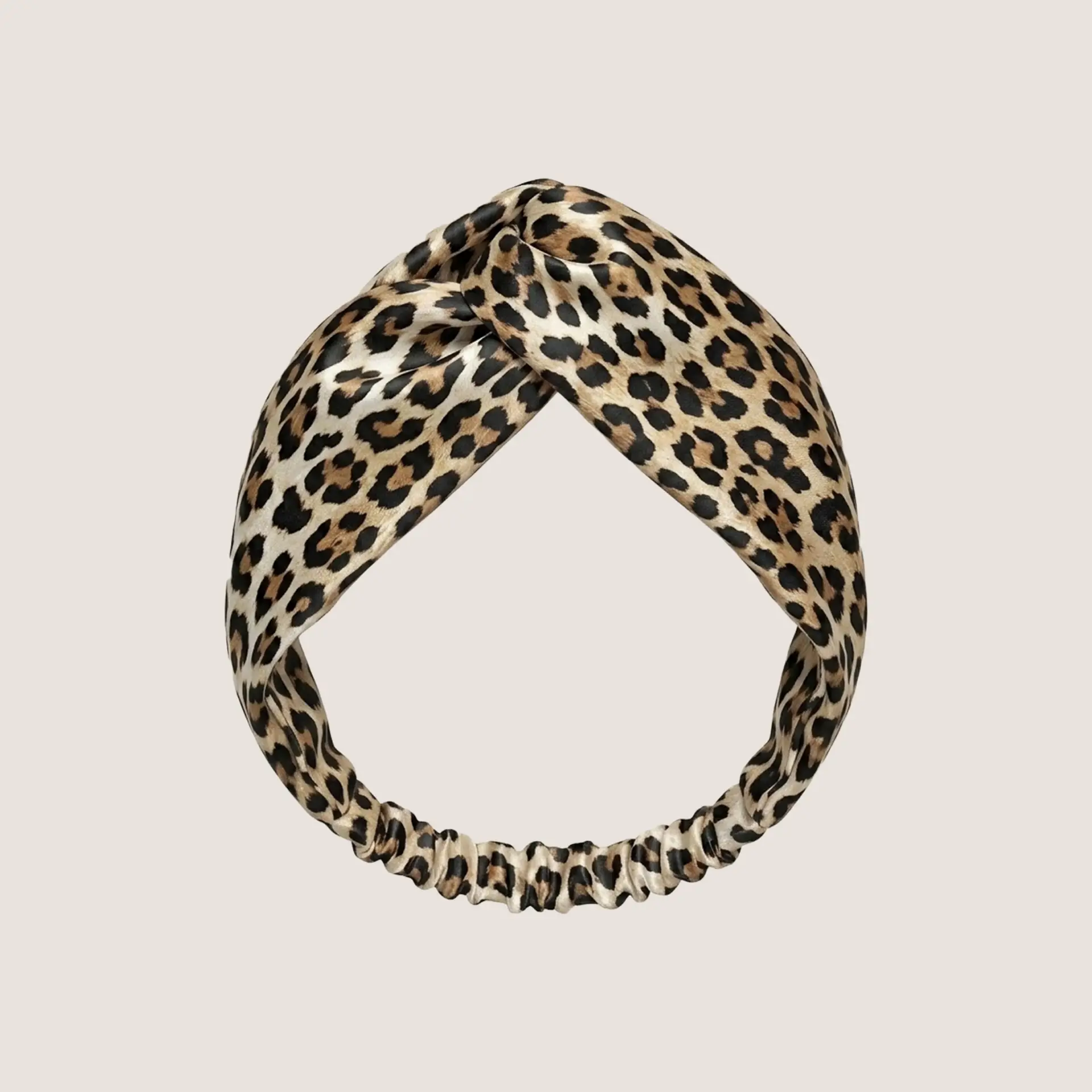 Fascia per capelli in seta di gelso per bellezza e uso quotidiano, stampa leopardata