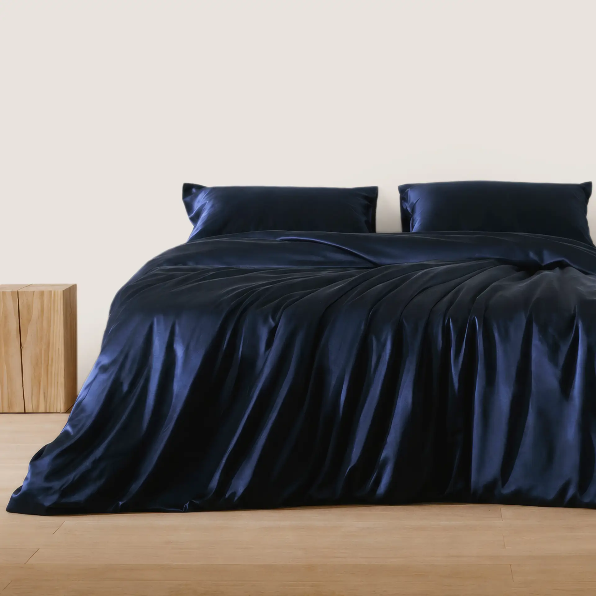 Parure de lit en soie de mûrier 22 momme bleu nuit