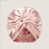 Cuffia a turbante in seta rosa
