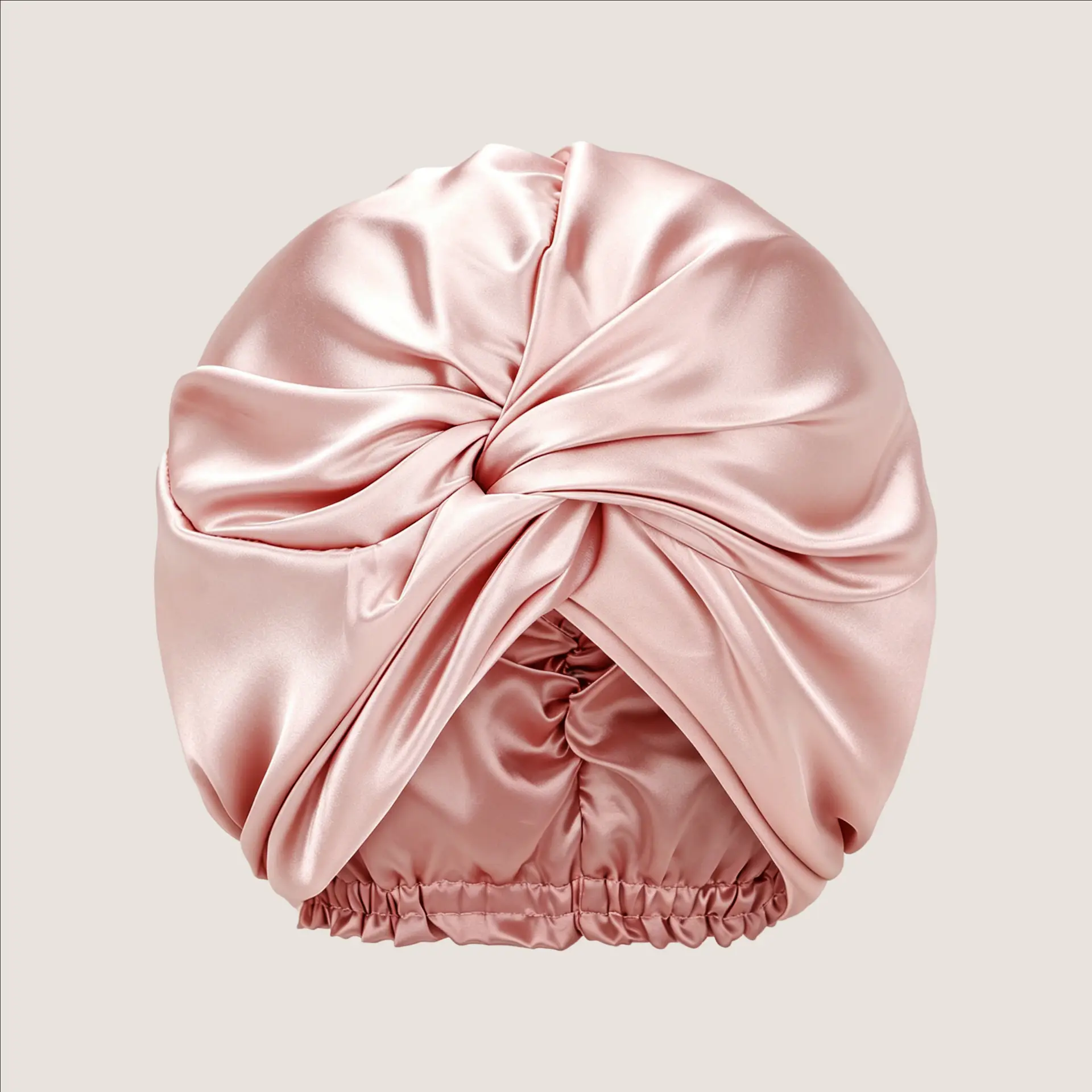 Cuffia a turbante in seta rosa