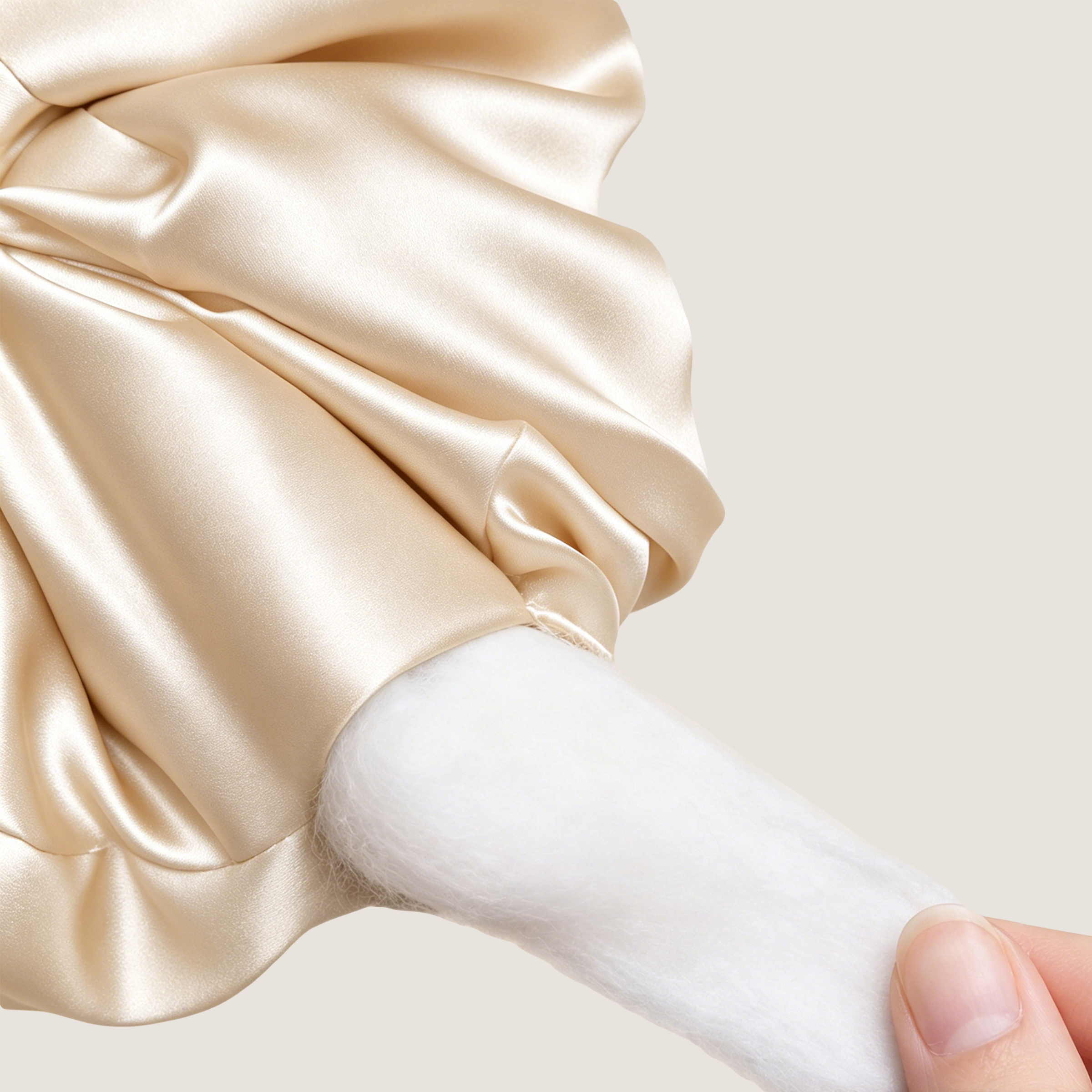 Champagnekleurige moerbeizijden scrunchie om mee te slapen