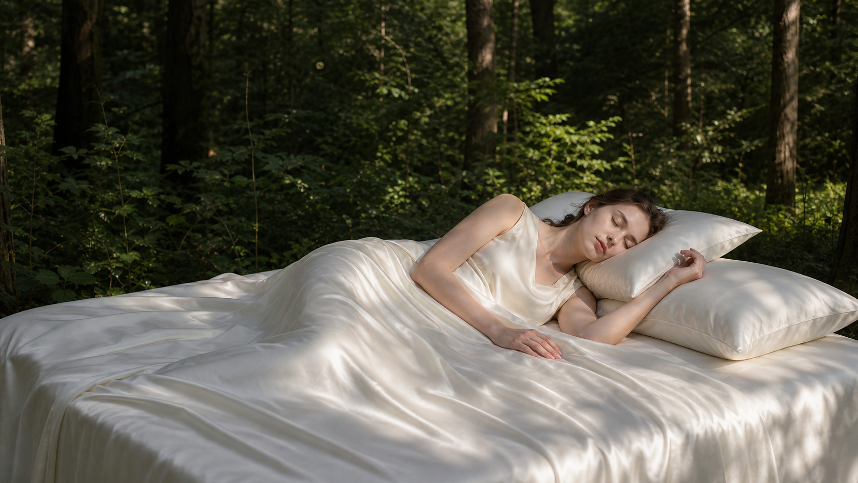 Biancheria da letto Sensoire in seta di gelso, pensata per un sonno estivo.