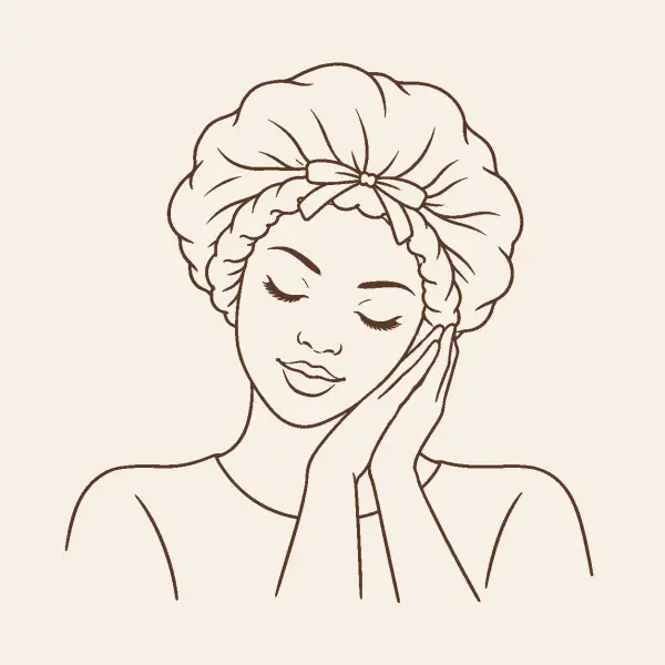 Lijntekening van een vrouw met een goed passende bonnet, het eindresultaat